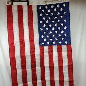 NYL Glo Color Fast American Flag Nylon Like New Red White Blue Embroidered Flag